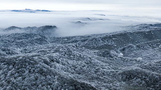 重庆金佛山旅游区航拍雪景