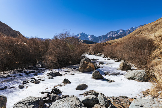 冬季高山河流