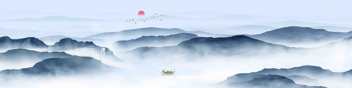 新中式藍(lán)色山水裝飾畫