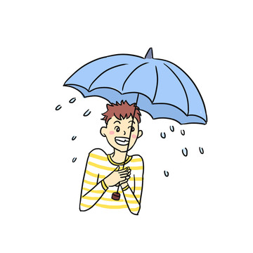 下雨天手绘卡通元素