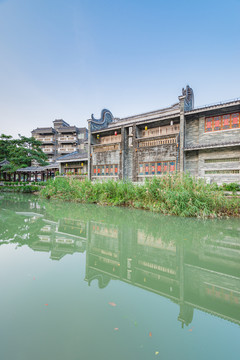 东涌水乡风情街河涌与复古建筑