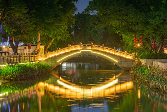 东涌水乡同心桥夜景