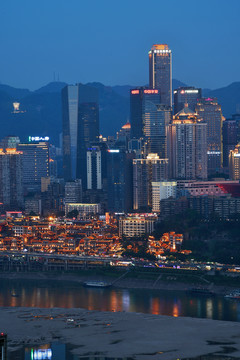 重庆渝中半岛洪崖洞城市风光夜景