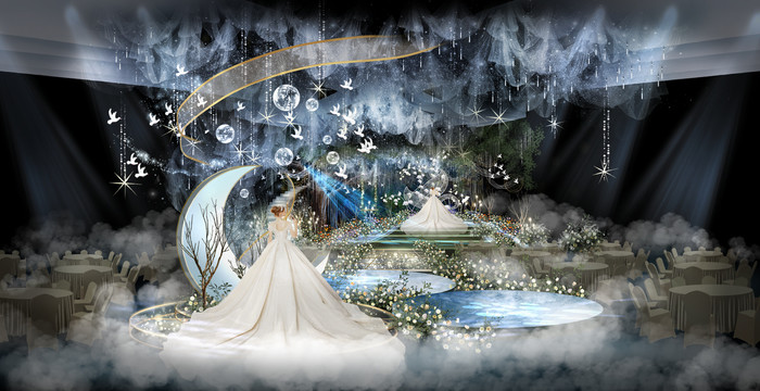 夢幻星空鈴蘭花婚禮效果圖