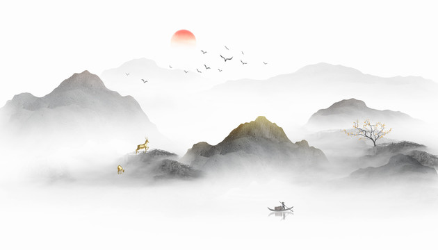 新中式水墨山水畫