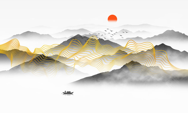 輕奢抽象山水畫