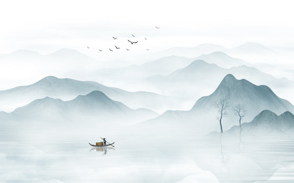 意境水墨山水畫