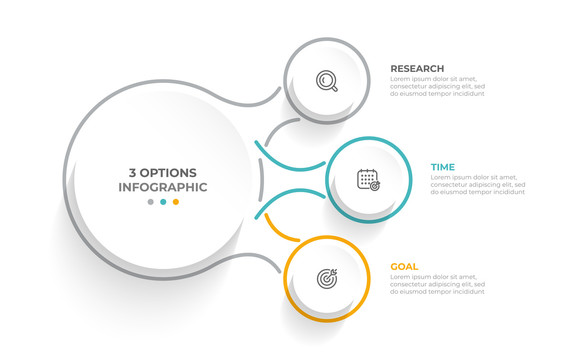 带三选项的圆圈信息图表模板