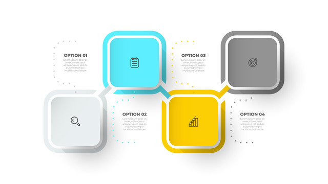 四选项的正方形信息图表模板