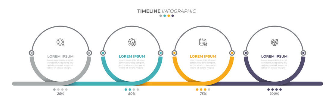 四圆形时间线进度信息图表模板