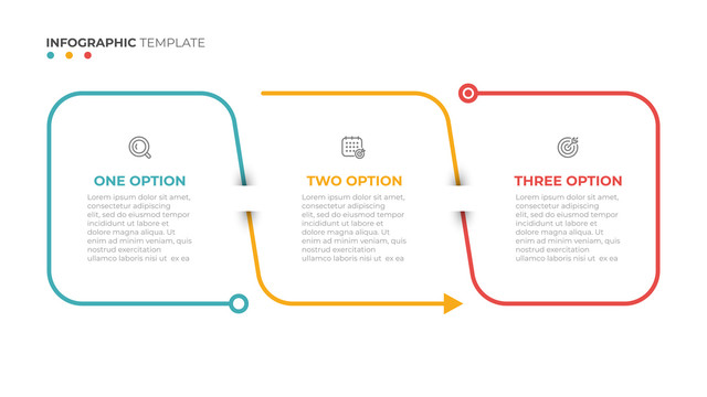 三选项细线延伸信息图表模板