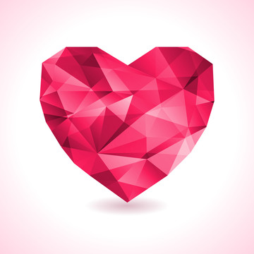 红色低多边形爱心情人节设计插图