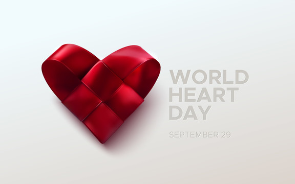 白色背景心形编织世界心脏日设计