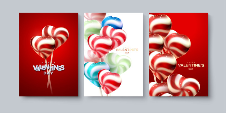 心形棒棒糖情人节海报设计集合