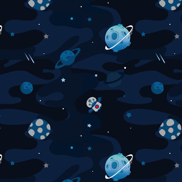 插畫太空星球怪獸底紋