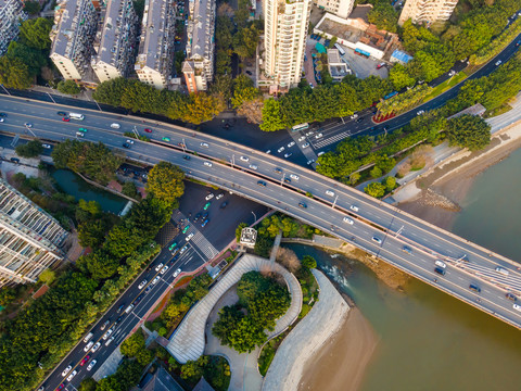 航拍城市道路交通