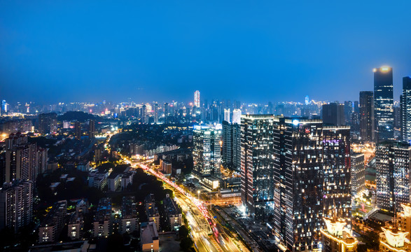 航拍福州建筑景观天际线夜景