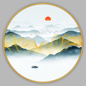 禅意抽象山水画