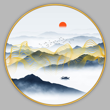 抽象线条山水画