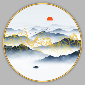 禅意抽象山水画