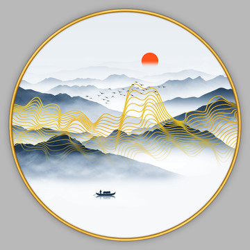 輕奢山水裝飾畫