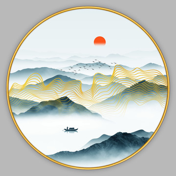 禅意抽象山水画