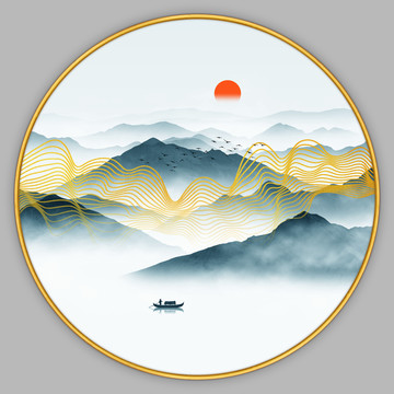 抽象線條山水畫