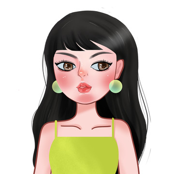 人物女孩女生可愛插畫