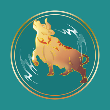 中國風(fēng)復(fù)古牛插畫
