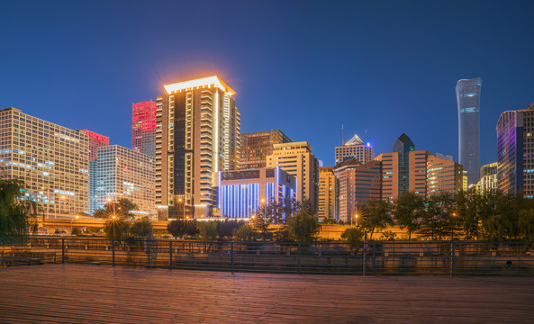 北京建外CBD建筑和城市夜景