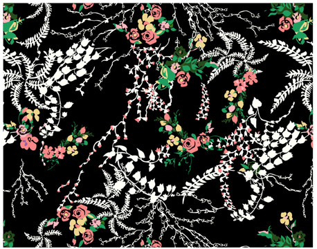 矢量春日花園碎花花環(huán)服裝花型
