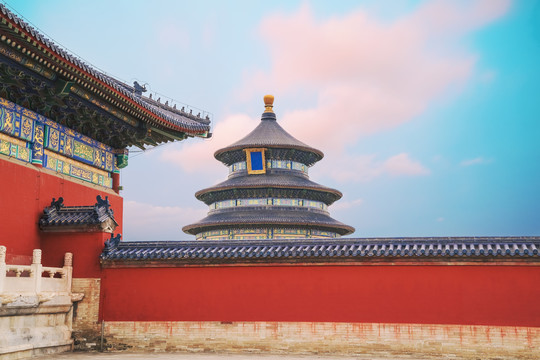 北京天坛公园的古建筑的局部细节