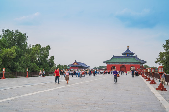 北京天坛公园古建筑和旅游风光