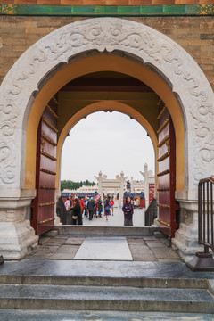 北京天坛公园古建筑和旅游风光