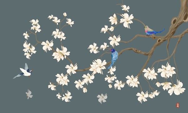 玉蘭花背景墻
