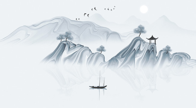新中式抽象山水畫