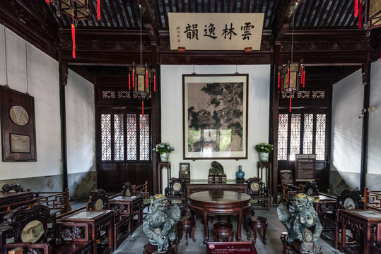 中国苏州狮子林的大厅迎客厅