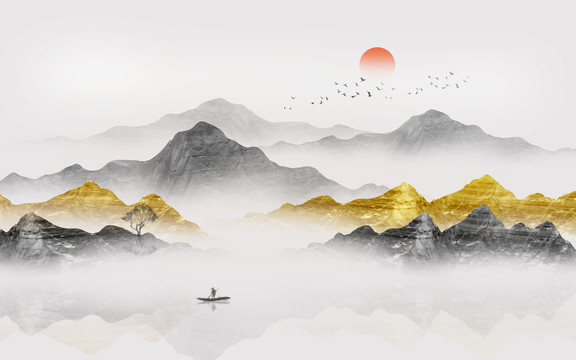 意境水墨山水畫