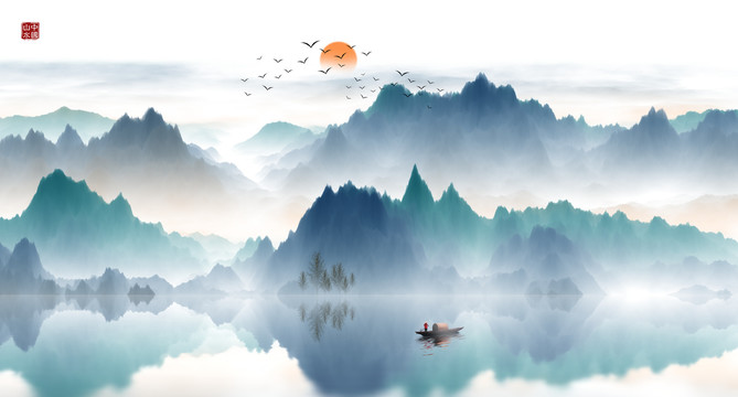 水墨山水裝飾畫