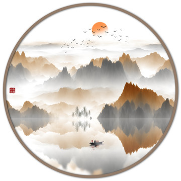 水墨山水裝飾畫