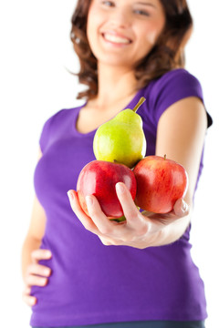 健康饮食，女人吃苹果和梨