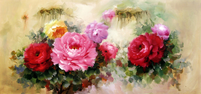 油畫(huà)牡丹花