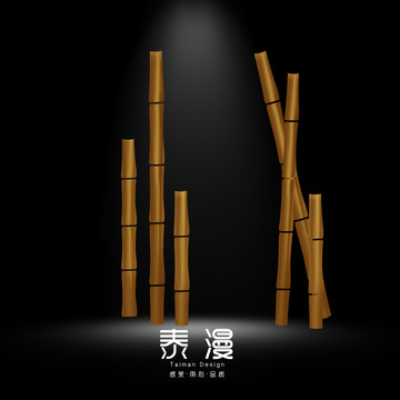 婚礼手绘设计素材中式竹子