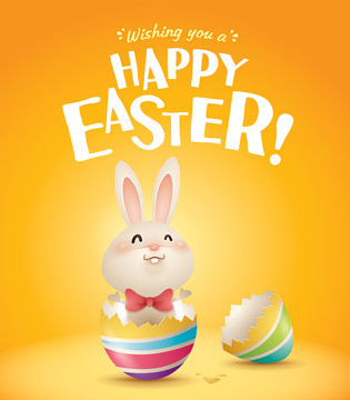 欢乐复活节可爱小兔子和彩蛋