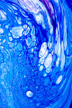 蓝色海洋细胞抽象油画纹理