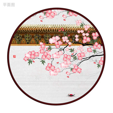 圓形花鳥裝飾畫