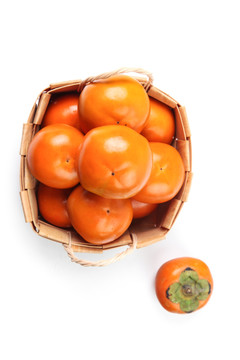 俯拍篮子里的新鲜柿子