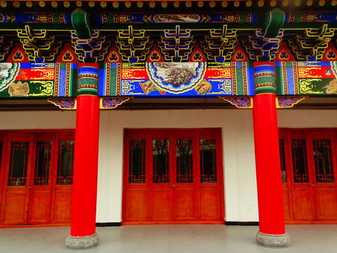 建筑彩绘图案中式门