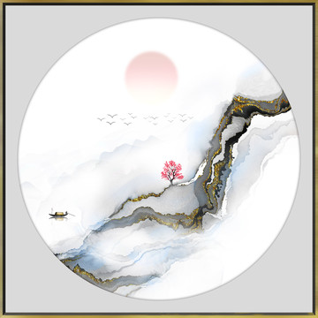高端新中式山水水墨裝飾畫