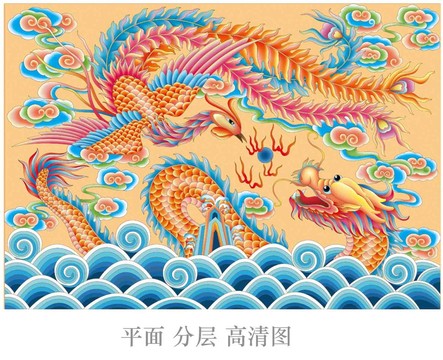 龙凤呈祥分层设计喷绘插画高清图